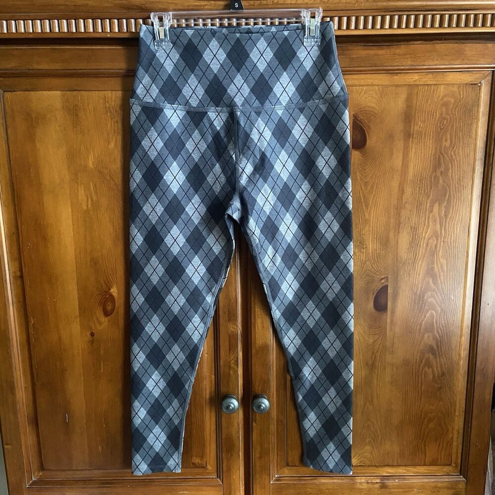 Beyond Yoga Spacedye Caught In The Midi High Waist Legging Sz XL Ash Gray Argyle